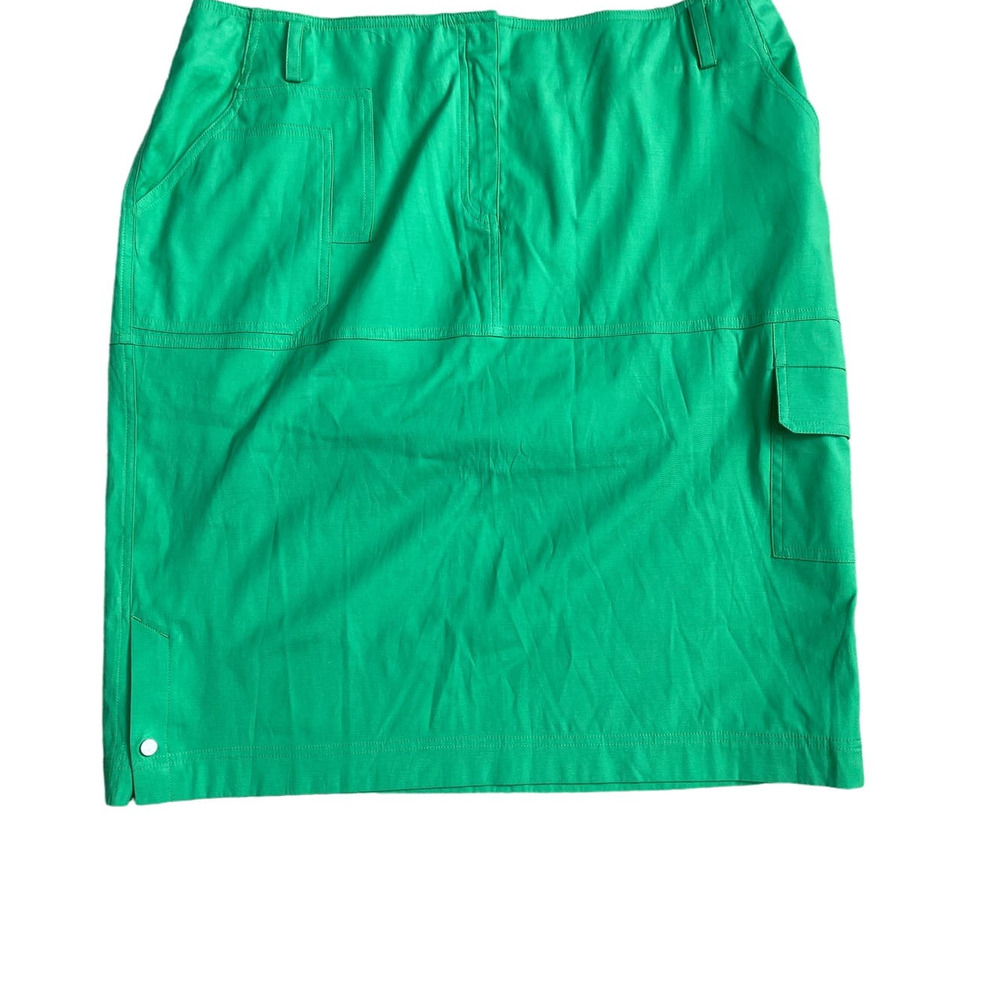 Chico’s Black Label Utility Pocket Emerald Green Midi Skirt Size Large